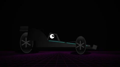 Futuristic High Speed Racing Car Animation With Neon Grid And Glowing Sparks Stock Footage 340519421