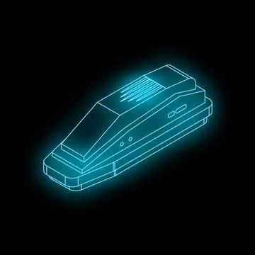 Futuristic high speed train moving through darkness with glowing blue neon .. イラスト素材