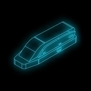 Futuristic high speed train neon sign representing fast transportation tech.. Stock Illustration