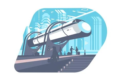 Futuristic high-speed train station Stock Illustration