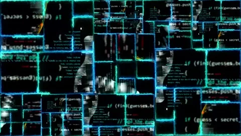 Futuristic high  tech animation with lines and squares movement. Programming Stock-Footage 282040430