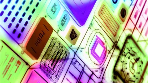 Futuristic high-tech circuit board. 3d illustration. Stock Illustration