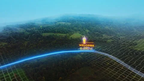 Futuristic high-tech concept road is transformed with graphics Stock Footage 259624896