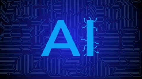 Futuristic High-Tech Concept Visualization: Motherboard CPU Processor Microchip Video stock 268987704