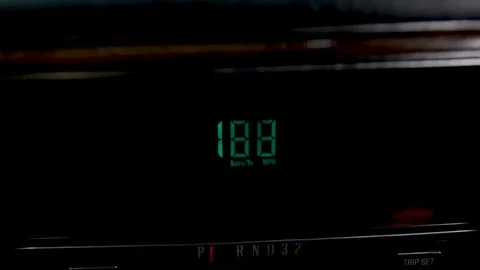 Futuristic high tech control panel displaying a speedometer and tachometer like Stock Footage 105753640