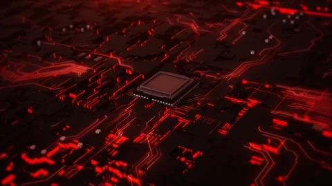 Futuristic High-Tech CPU Processor Data flow motherboard in pc circuits Stock Footage 278807595