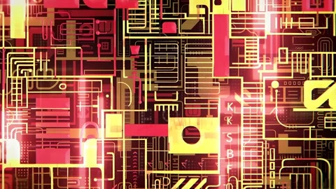 Futuristic high-tech cyberpunk digital circuit board sci-fi pattern background Stock Footage 303033805