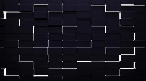 Futuristic, High Tech, dark background, with a square block structure. Wall t Illustrazione stock