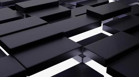 Futuristic, High Tech, dark background, with a square block structure. Wall t Stock Illustration