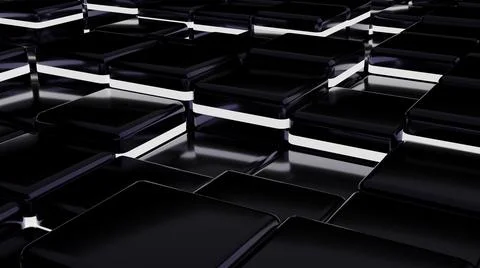 Futuristic, High Tech, dark background, with a square block structure. Wall t Stock Illustration