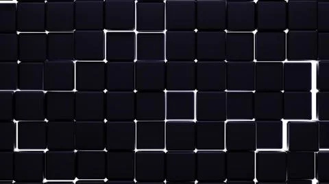 Futuristic, High Tech, dark background, with a square block structure. Wall t Stock Illustration