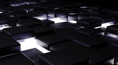 Futuristic, High Tech, dark background, with a square block structure. Wall t Illustrazione stock