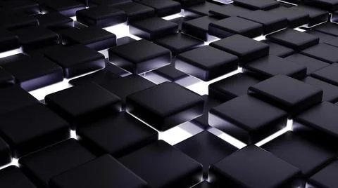 Futuristic, High Tech, dark background, with a square block structure. Wall t Illustrazione stock