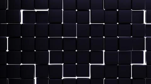 Futuristic, High Tech, dark background, with a square block structure. Wall t Illustrazione stock