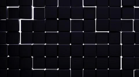 Futuristic, High Tech, dark background, with a square block structure. Wall t Illustrazione stock