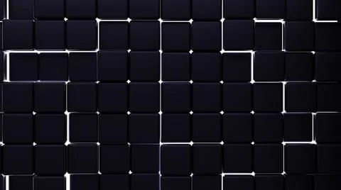 Futuristic, High Tech, dark background, with a square block structure. Wall t Stock Illustration