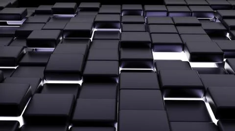 Futuristic, High Tech, dark background, with a square block structure. Wall t Stock Illustration