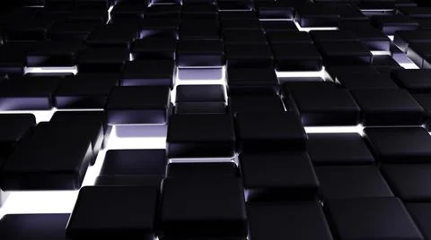 Futuristic, High Tech, dark background, with a square block structure. Wall t Illustrazione stock