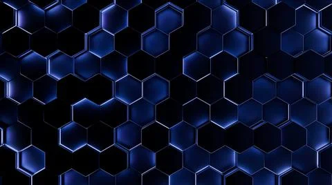 Futuristic, High Tech, dark background, with a hexagon block light. Wall text Illustrazione stock