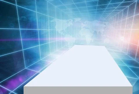 Futuristic High tech Digital 3D Enclosed Studio Backdrop Concept Series Stock-Illustration