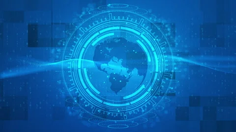 Futuristic High Tech Digital Circle HUD Database Background Stock Footage 339044017