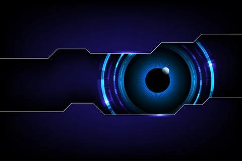 Futuristic High tech digital eye concept with glowing blue interface Stock Illustration