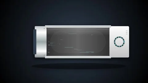 Futuristic high-tech digital interface scanner or server unit with animated.. Stock Footage 345694114
