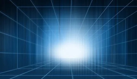 Futuristic high tech enclosed studio backdrop concept series Stock Illustration