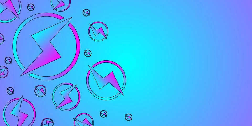 Futuristic, High Tech, modern horizontal banner or background with lightning  Illustrazione stock