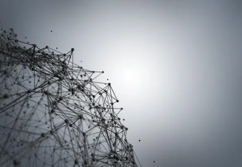 Futuristic hight technology background with connected dots and lines Illustrazione stock