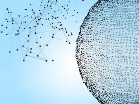 Futuristic hight technology background with connected dots and lines Illustrazione stock