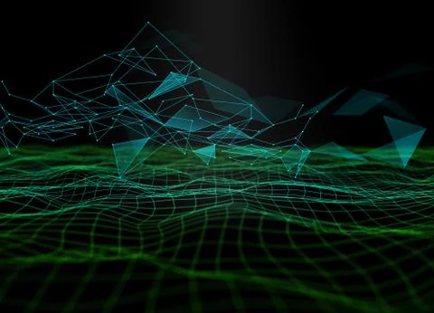 Futuristic hight technology background with connected dots and lines Illustrazione stock