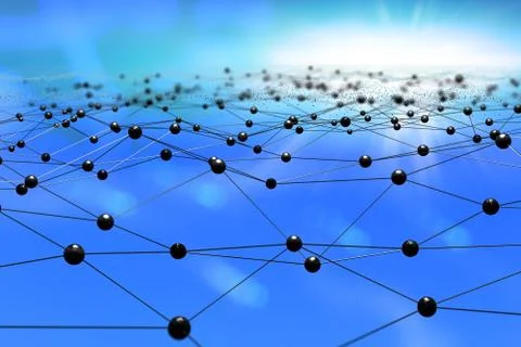 Futuristic hight technology background with connected dots and lines Stock-Illustration