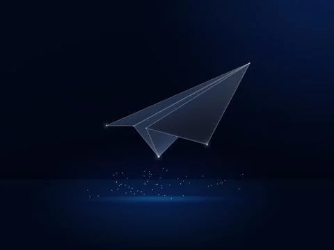 Futuristic hight technology background with a digital paper plane Stock Illustration
