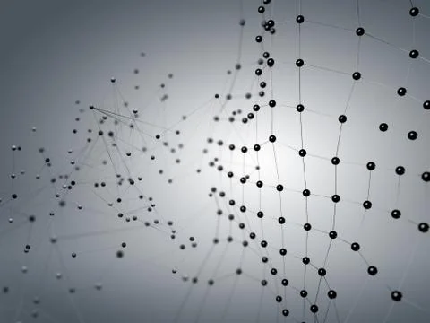 Futuristic hight technology background with dots and lines. 3D illustration Stock Illustration