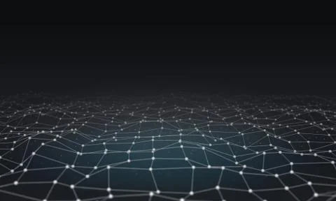 Futuristic hight technology background with dots and lines. 3D illustration Illustrazione stock