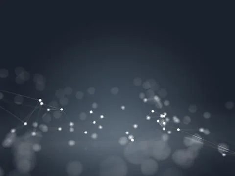 Futuristic hight technology background with dots and lines. 3D illustration Stockillustratie