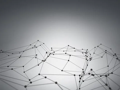 Futuristic hight technology background with dots and lines. 3D illustration Stock Illustration