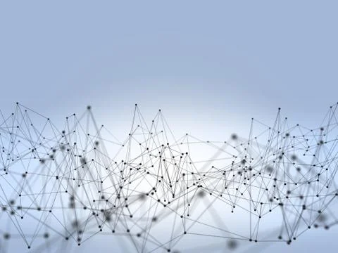 Futuristic hight technology background with dots and lines. 3D illustration Stock-Illustration