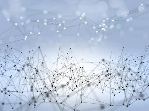 Futuristic hight technology background with dots and lines. 3D illustration Stock Illustration