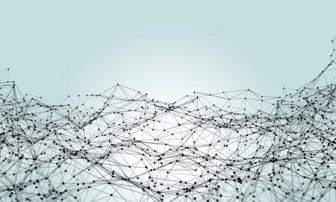 Futuristic hight technology background with dots and lines. 3D illustration Stock Illustration