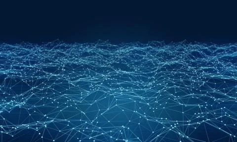 Futuristic hight technology background with dots and lines. 3D illustration Stock Illustration