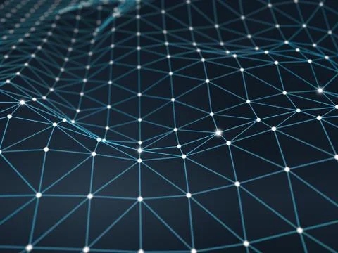 Futuristic hight technology background with dots and lines. 3D illustration Illustrazione stock