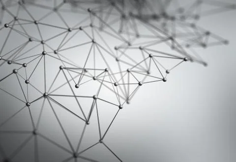 Futuristic hight technology background with dots and lines. 3D illustration Stock Illustration