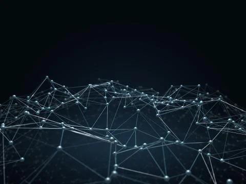 Futuristic hight technology background with dots and lines. 3D illustration. Stock Illustration