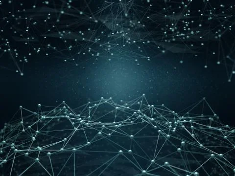 Futuristic hight technology background with dots and lines. 3D illustration. Stock Illustration