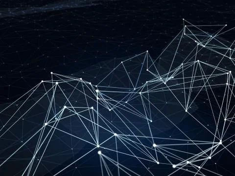 Futuristic hight technology background with dots and lines. 3D illustration. Иллюстрация