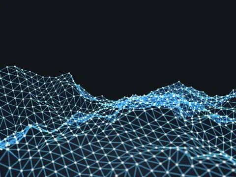 Futuristic hight technology background with dots and lines. 3D illustration. 스톡 일러스트