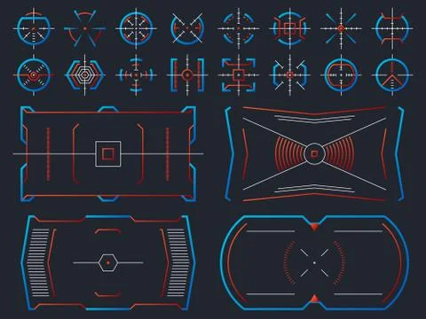 Futuristic hightech virtual screen design. Computer systems hud panel with Stock Illustration