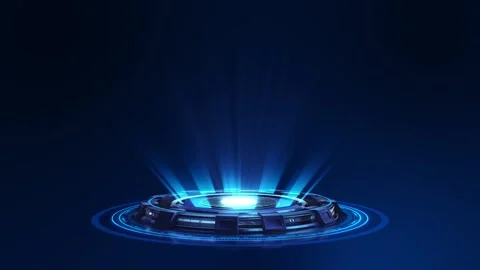 Futuristic hologram HUD circle interfaces. Digital data network protection, futu Stock Footage 342784834